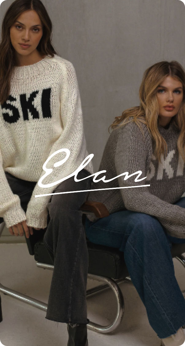 Elam logo with two fashion models wearing the brand’s clothing – online store by Web Design Miami Company