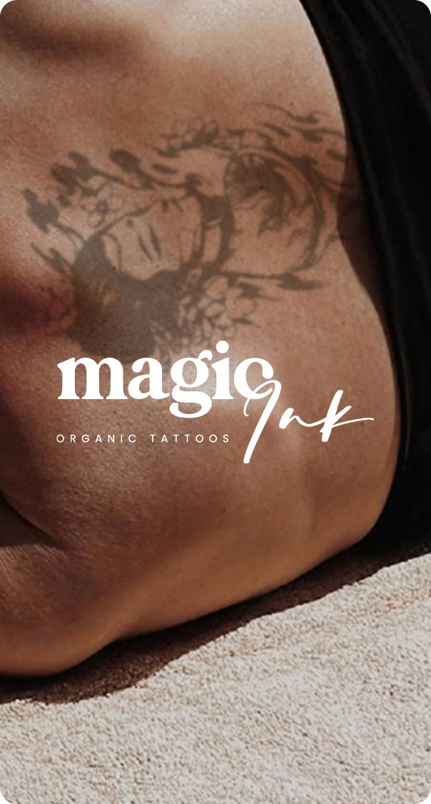 close-up of chest with fine line floral tattoo design in organic ink style