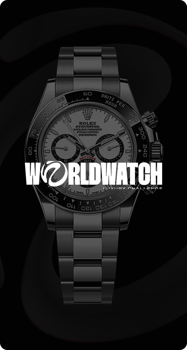 black luxury chronograph watch with metallic bracelet in a dark high-end branding composition created by a miami web design agency